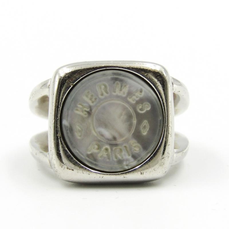 【エレガントな♪】 HERMES メドール・セリエのスクエアリング HERMES エルメス リング コロゾ セリエ シェル スクエア ＃52