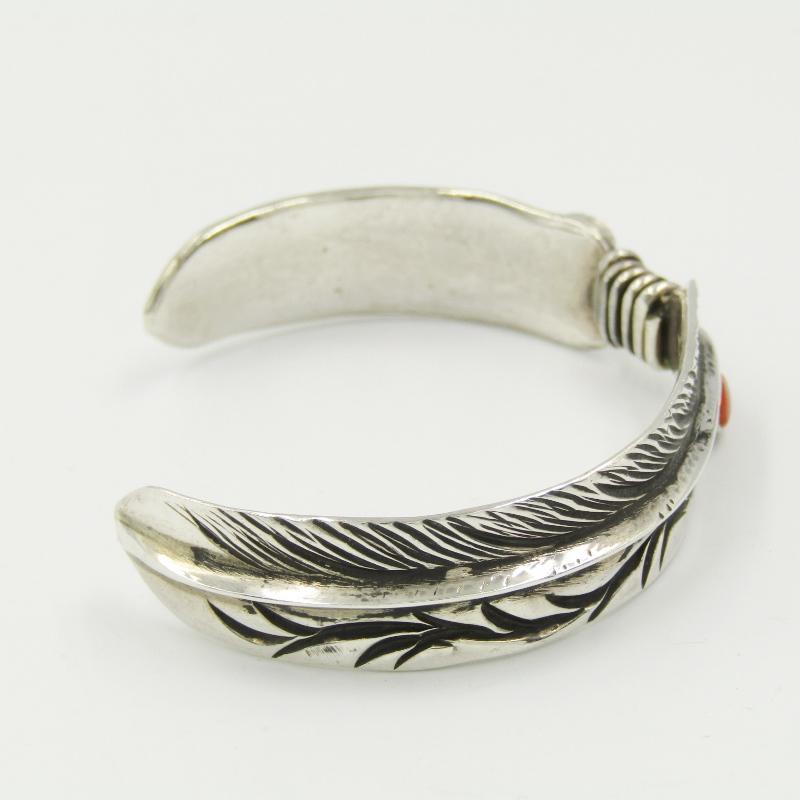 美品 BIGHAND ビッグハンド バングル フェザー コーラル ターコイズ