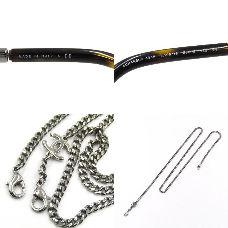 CHANEL サングラス ラウンド チェーンつき Used 極上品】シャネル CHANEL アイウェア 眼鏡 ラウンド