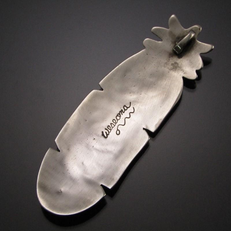 ホピ族　オーバーレイ　フェザー　ペンダントトップ Hopi Jewelry ホピ族 Ruben Saufkie ルーべン ソフキー トゥファ