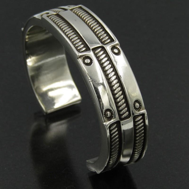 良品 Clendon Pete ナバホ族 バングル スタンプ クレンドンピート