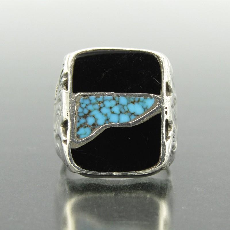 Dan Simplicio ズニ族 リング オニキス ターコイズ インレイ ダン