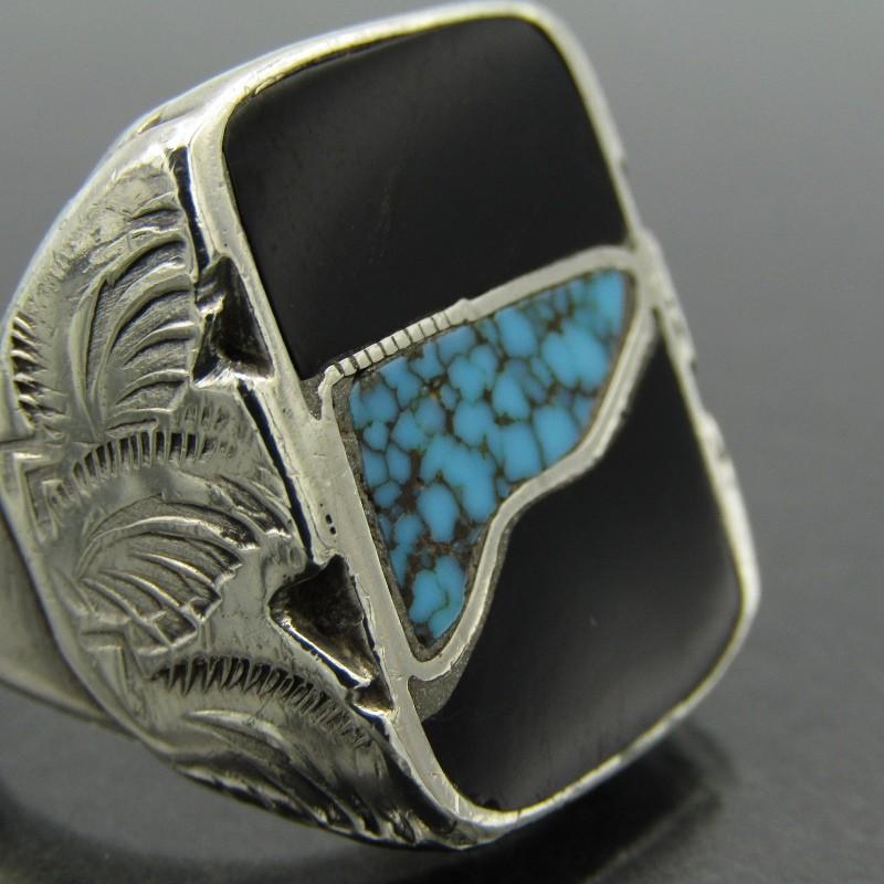 Dan Simplicio ズニ族 リング オニキス ターコイズ インレイ ダン