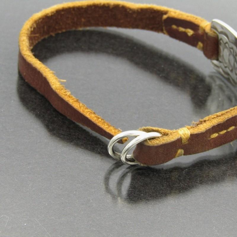 RAY ADAKAI レイアダカイ・ナホバ・ブレスレット・インディアンジュエリー Ray Adakai ナバホ族 ブレスレット ダブルスタンプ レザー