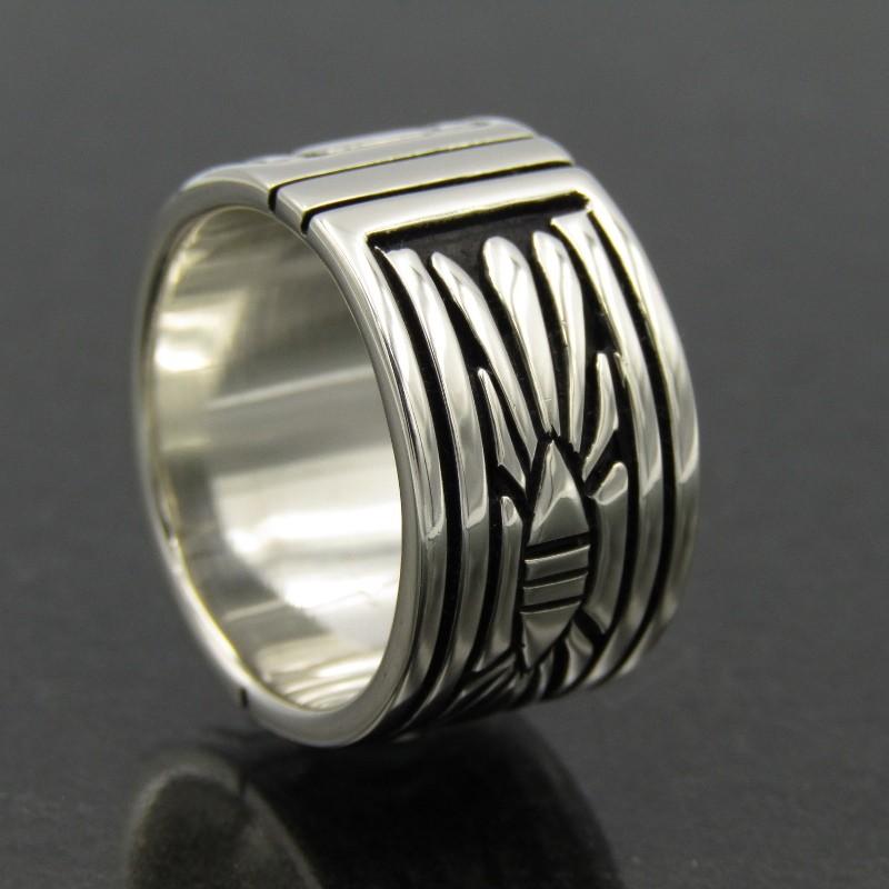 【21号】 ナバホ族 ココペリ リング インディアンジュエリー オーバーレイ Vintage Hopi Sterling Sliver Ring インディアンジュエリー