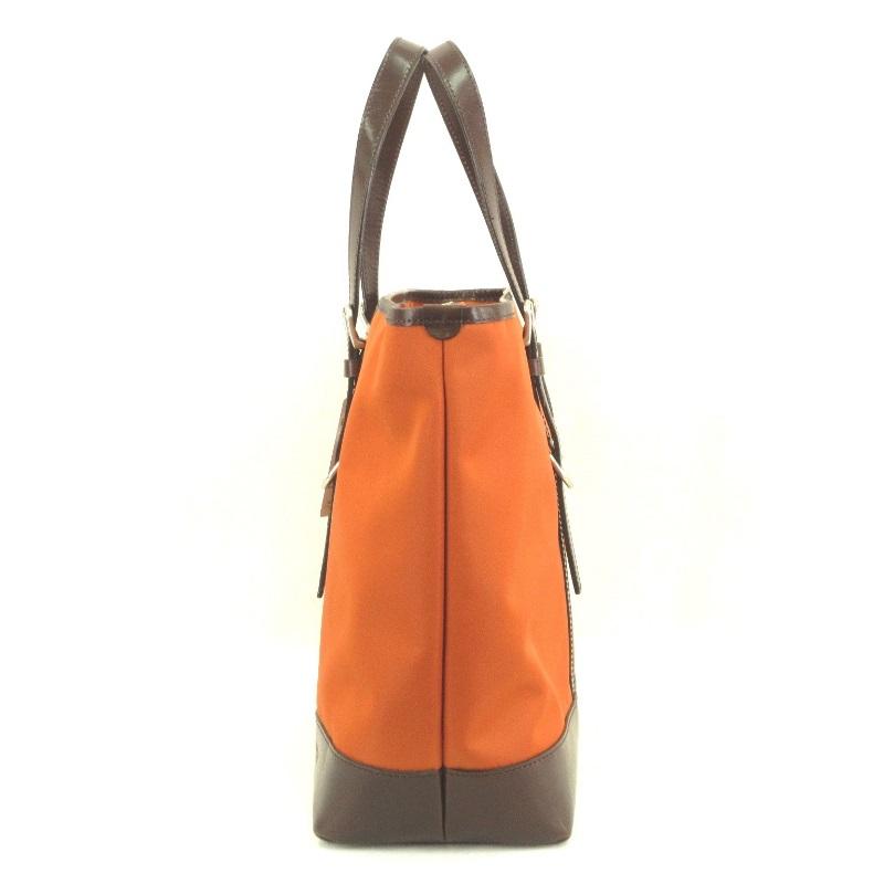 未使用 EVERWIN エバウィン トートバッグ 201527 天ファスナー 日本製 オレンジ 茶 リモンタナイロン 牛革 レザー バッグ 鞄