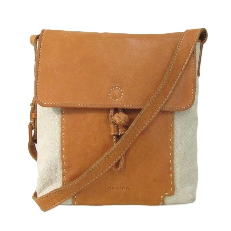 genten ゲンテン ショルダーバッグ キャンバス/レザー バケッタ コンビ 