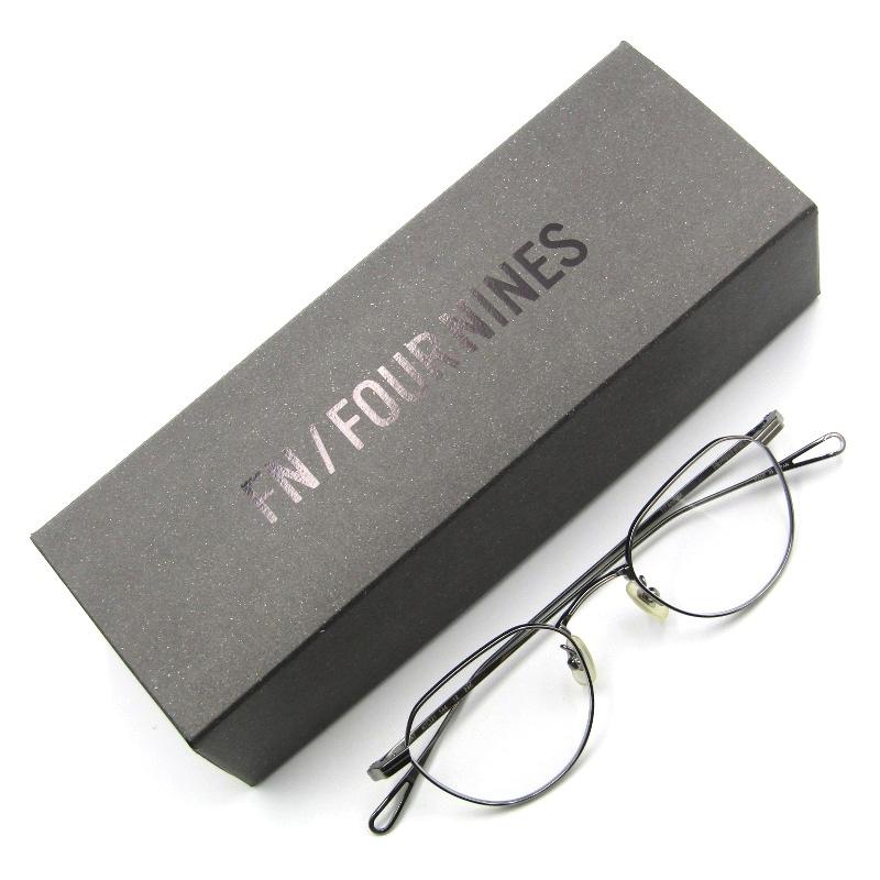 FOUR NINES ブラック ラウンドメガネ フォーナインズメガネネオプラスチックフレームNP-97 カラー690