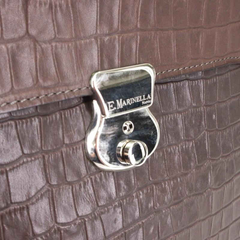 【E MARINELLA】マリネッラ イタリア製 レザー ビジネスバッグ 未使用 E.MARINELLA マリネッラ ブリーフケース クロコ型押し