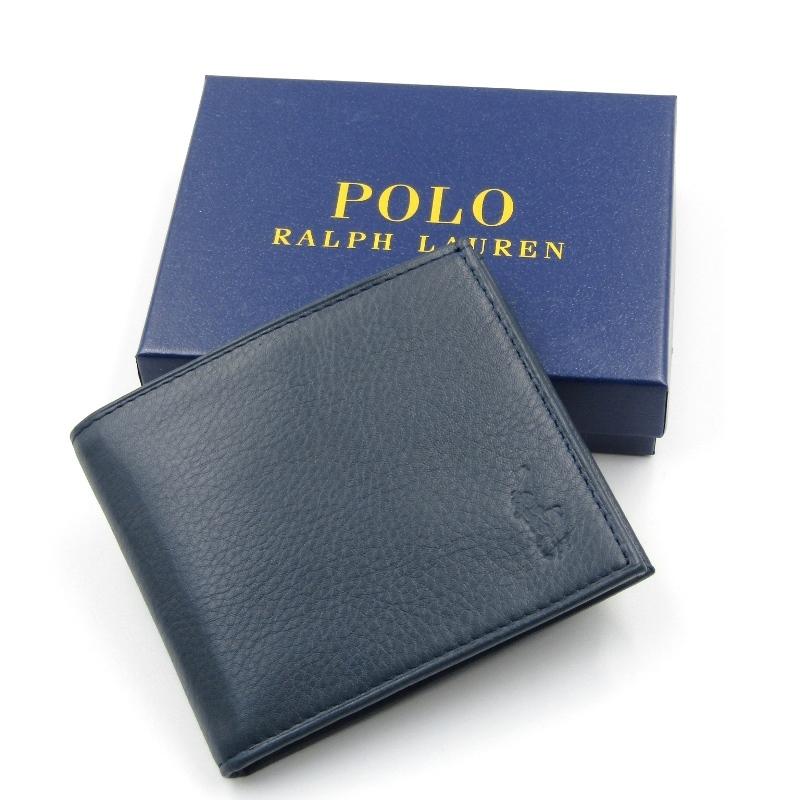 値下げ!!POLO Ralph Lauren ダークブルー 二つ折り財布 新品】ラルフローレンPolo Ralph Lauren 二つ折り財布 ブルー
