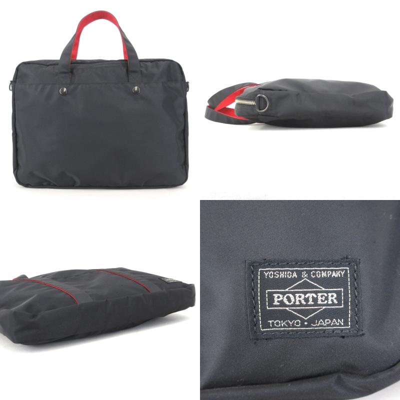 PORTER × Ｌfineブラック　ブリーフケース　ハンドバッグ PORTER L-fine 2wayブリーフ38㎜ | 裏地が赤！ポーターエル