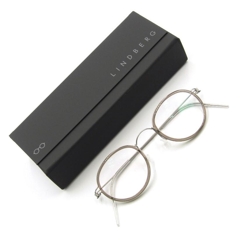 Lindberg クリアレッドファッションメガネ　ケース付き Lindberg クリアレッドファッションメガネケース付き
