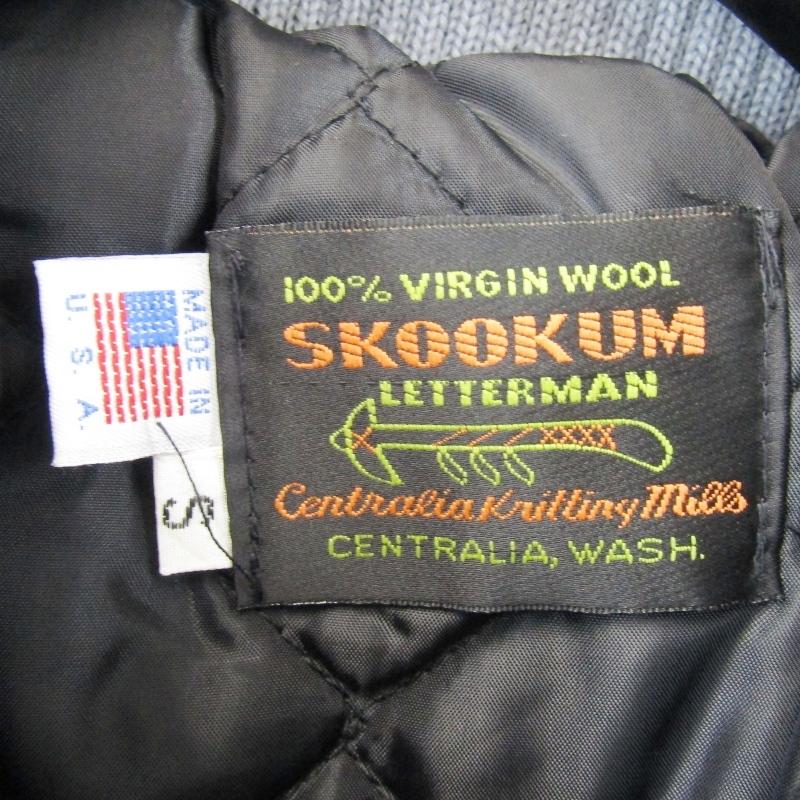 美品 SKOOKUM スクーカム スタジャン USA製 レザー切り替え ウール  