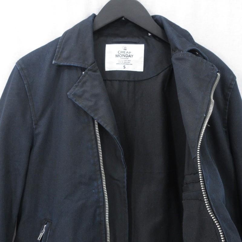 楽ギフ のし宛書 ジャケット プライスダウン Cheap Monday チープマンデー ダブルライダース コットン デニム ブラック 黒 S メンズ 中古 Www Threeriversofs Com