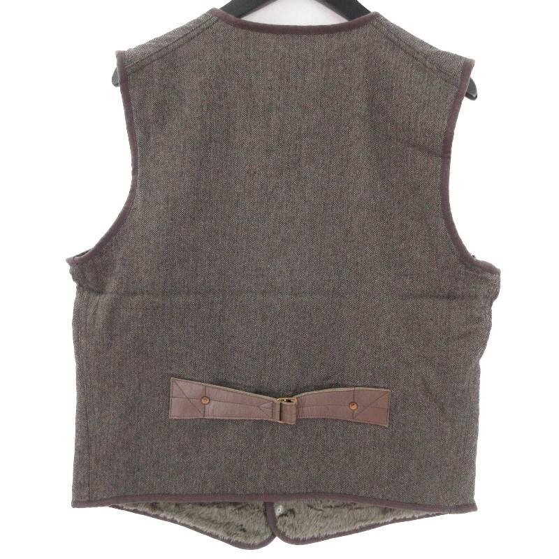 BONCOURA パイピングベスト ブラウン 38 ボンクラ 未使用 BONCOURA ボンクラ ボアパイピングベスト ヘリンボーン