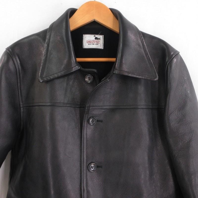 GANGSTERVILLE ギャングスタービル 30S CAR COAT カーコート 牛革 カウハイド レザージャケット ブラック 黒 M メンズ  中古 70010122