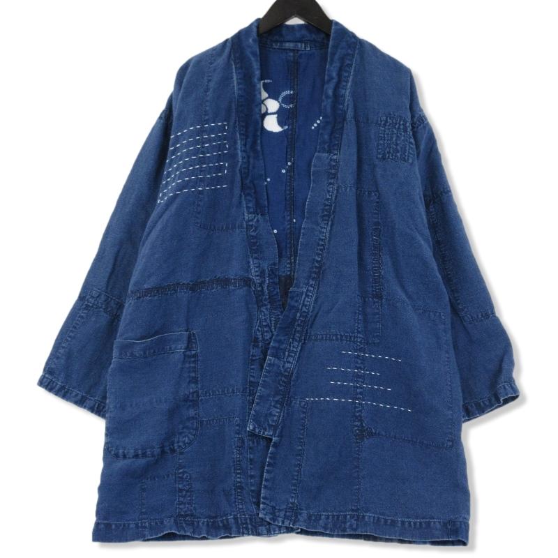 BLUE BLUE 刺し子 ノーカラー ジャケット 1 ブルーブルー インディゴ BLUEBLUE ブルーブルー 刺し子 ジャケット 700073-619 半被