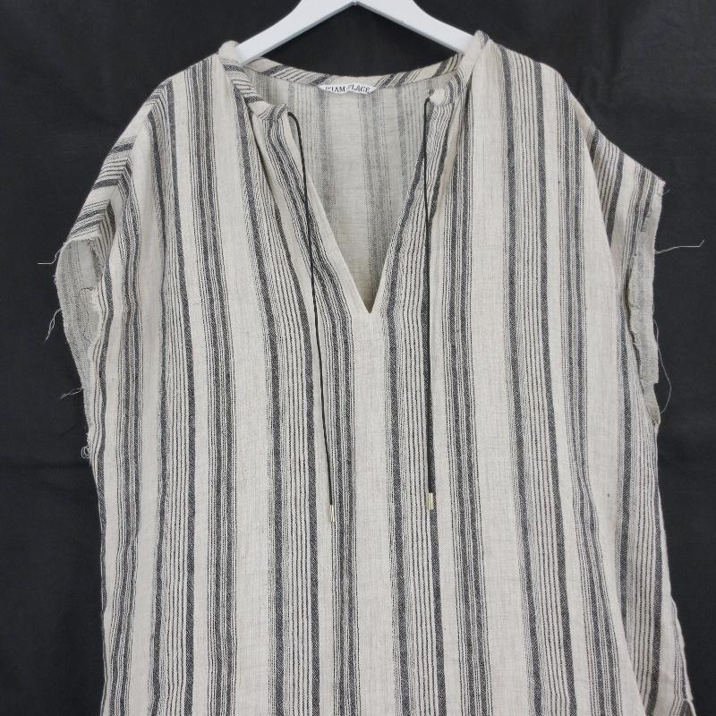 R'IAM-PLAGE リアムプラージュ ワンピース ストライプ リネン カット