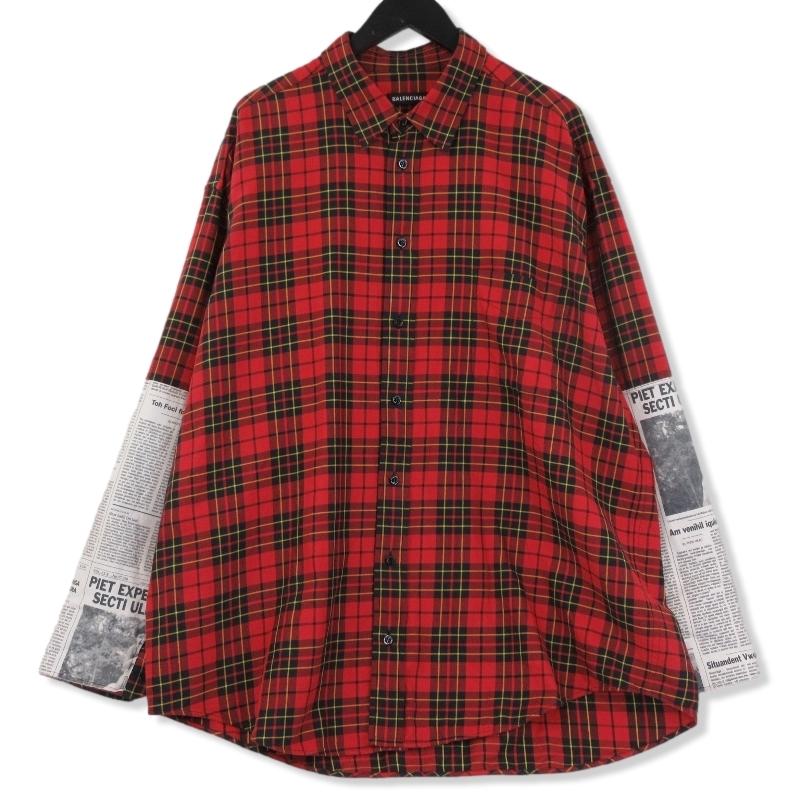 BALENCIAGA バレンシアガ オーバーサイズ 長袖シャツ チェック BALENCIAGA バレンシアガ オーバーサイズ 長袖シャツ チェック