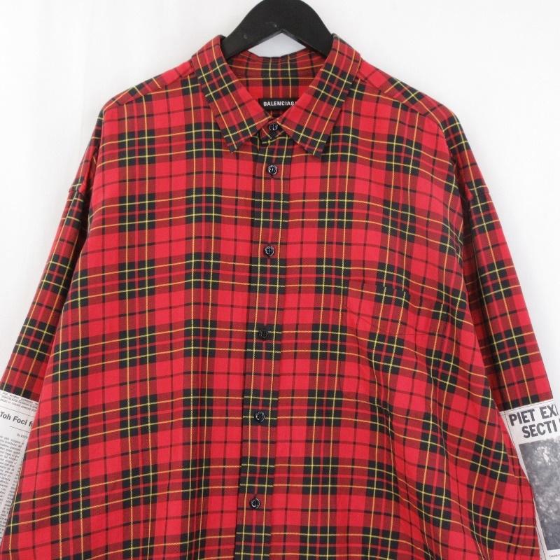 BALENCIAGA バレンシアガ オーバーサイズ 長袖シャツ チェック BALENCIAGA バレンシアガ オーバーサイズ 長袖シャツ チェック