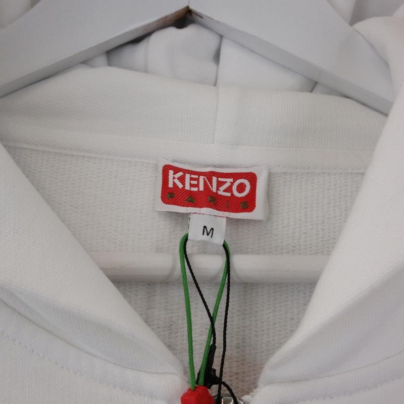 新品未使用 KENZO ケンゾー ロゴ刺繍 ジップアップ パーカー ホワイト 未使用 KENZO ケンゾー ジップパーカー FC65SW4244MF POPPY 22AW
