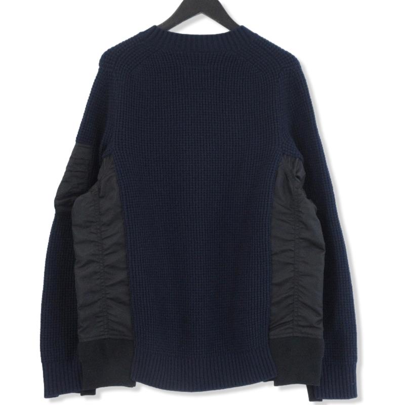 美品 sacai サカイ MA-1 ウールニット プルオーバー SCM-031 22AW Wool