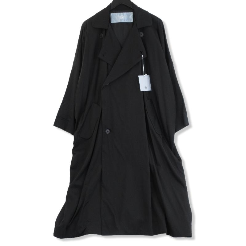 Dulcamara ドゥルカマラ サテンダブルロングコート オーバーサイズ Dulcamara サテンダブルロングコートブラック