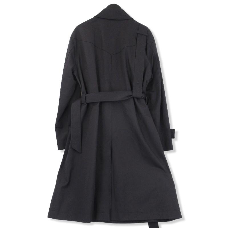 未使用 YUKI HASHIMOTO ユウキハシモト BELTED TRENCH COAT 221-01-0401 ベルテッドトレンチコート ブラック 46 タグ付き  70015345｜classic｜02