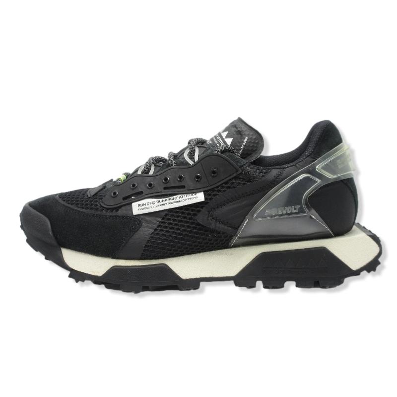 未使用 RUN OF ランオブ 42 REVOLT BLACK M 異素材ミックス メッシュ  
