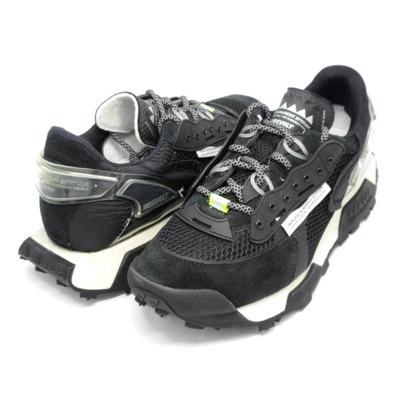 未使用 RUN OF ランオブ 42 REVOLT BLACK M 異素材ミックス メッシュ  