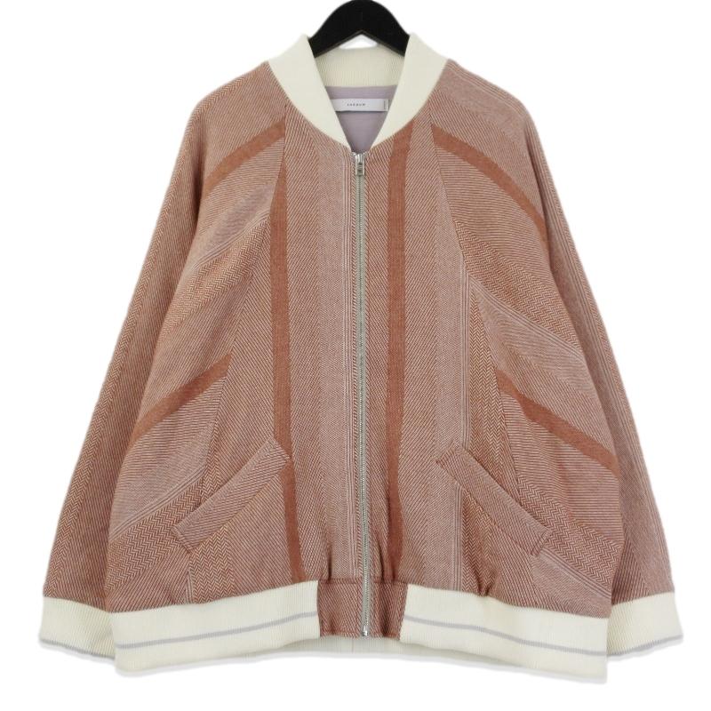 美品 sneeuw スニュウ 中綿ジャケット ミックスストライプ ジャガード 