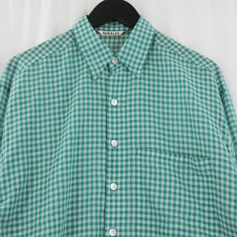 美品 AURALEE オ―ラリー 長袖シャツ A25SS01GC 41800 グリーン 3