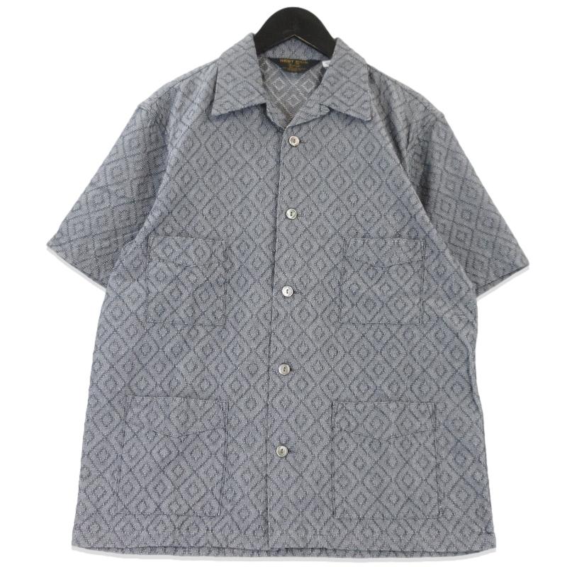 未使用 WESTRIDE ウエストライド 半袖シャツ オープンカラー 総柄 刺繍