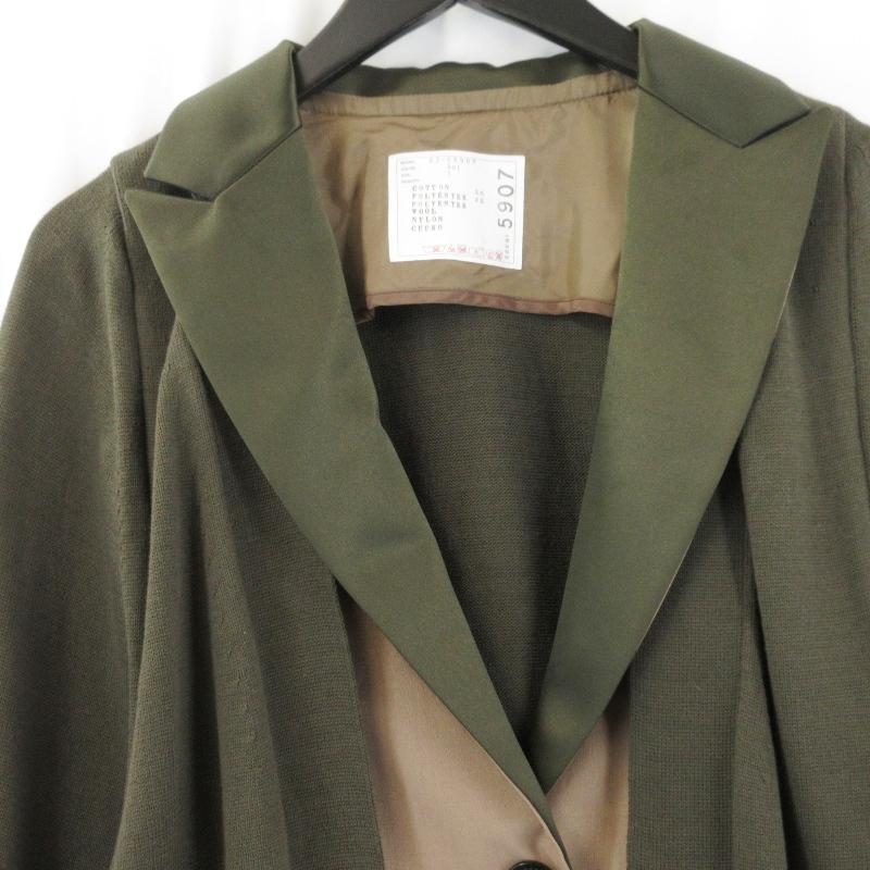 sacai - 美品△Sacai サカイ 22SS 22-05907 GREEN PANELED CARDIGAN ロゴボタン レイヤードデザイン ニット カーディガン ポンチョ ブラック 1 日本製 正規品 レディース sacai（サカイ） カーディガン 22-05907 GREEN PANELED CARDIGAN