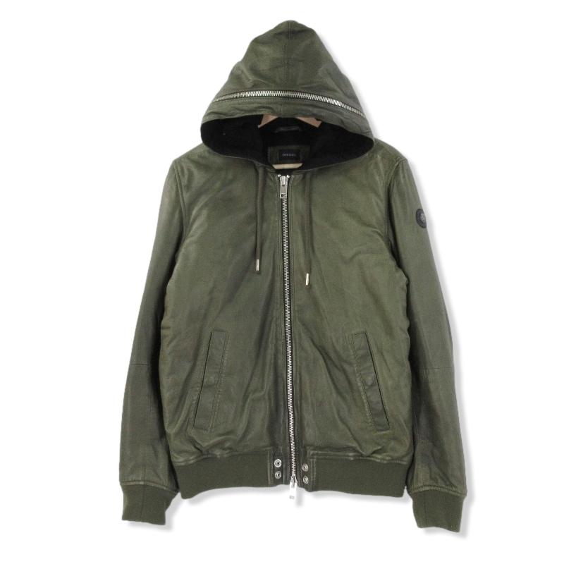 DIESEL ディーゼル レザージャケット ジップアップパーカー シープ 