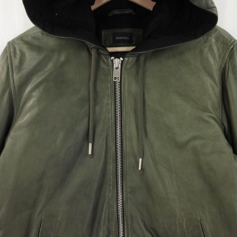 DIESEL ディーゼル レザージャケット ジップアップパーカー シープ 