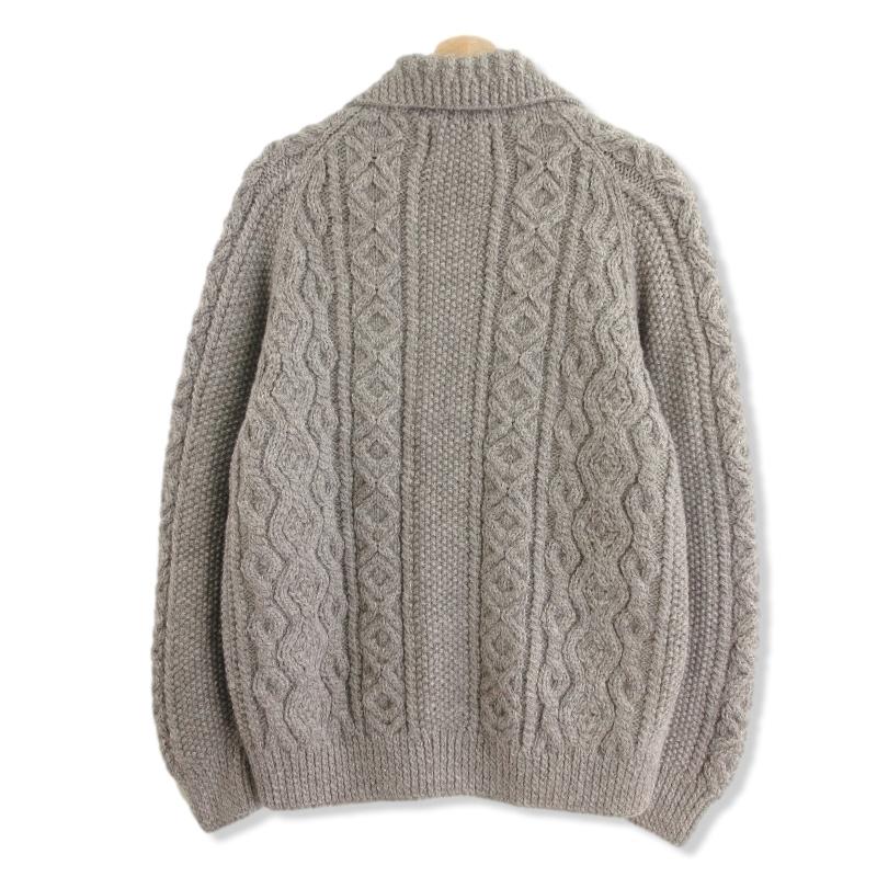 良品 INVERALLAN インバーアラン カーディガン 3A アランニット 襟付き  