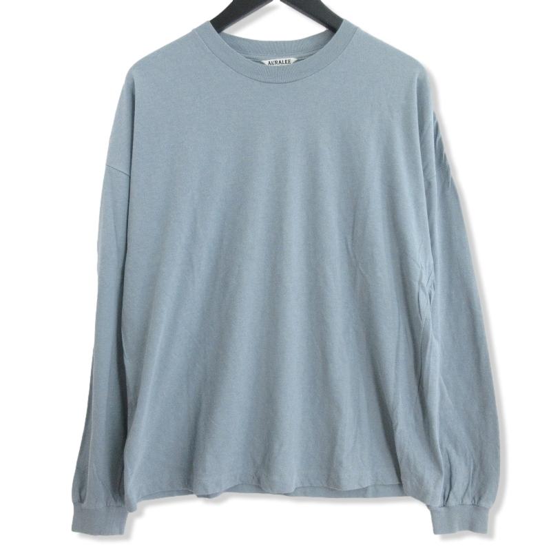 AURALEE オーラリー 長袖Tシャツ A8SP01CC TWIST COTTON CASHMERE L/S TEE ブルー 青 3 メンズ