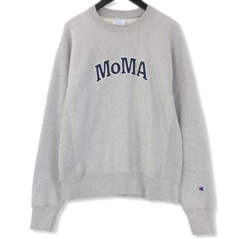 champion リバースウィーブ moma チャンピオン スウェット Champion クルーネックスウェットシャツ MoMA Edition グレー L(L