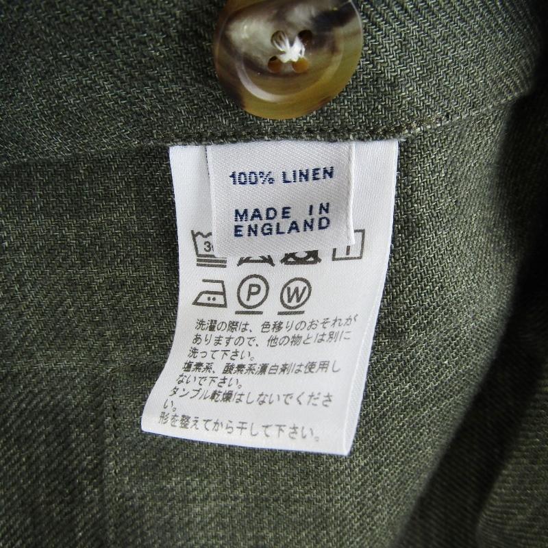Drake's ドレイクス シャツジャケット リネン オーバーサイズシャツ 英国製 オリーブ S 71006226 :71006226