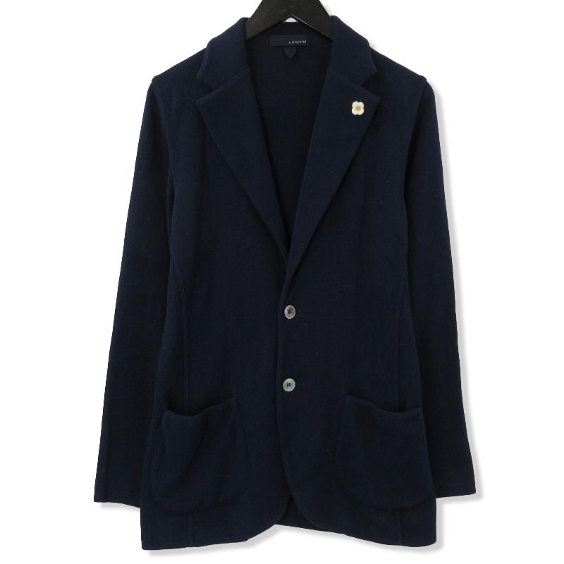LARDINI/ラルディーニ ウール ニット ジャケット S ネイビー LARDINI (ラルディーニ) ウール シングル ニットジャケット
