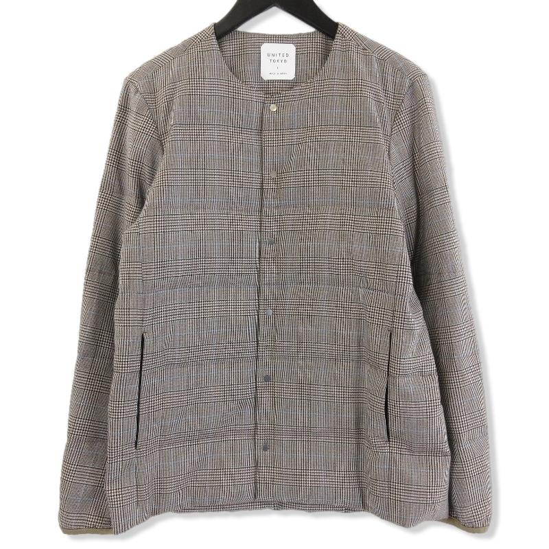 ユナイテッドトウキョウ ノーカラーチェック柄ジャケット