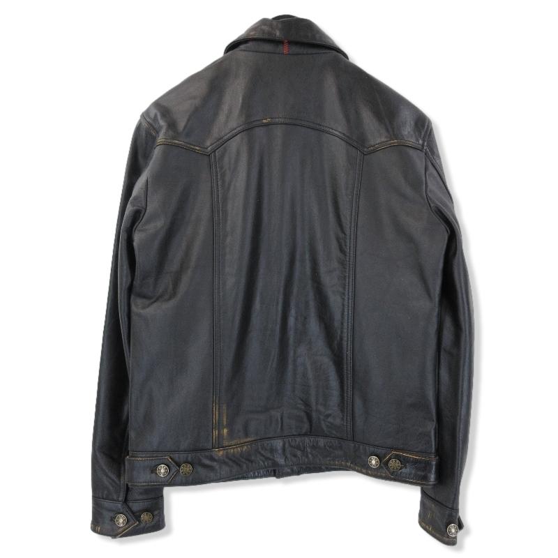 master SUPPLY Gジャン レザー ジャケット 裏地チェック 汚れ加工