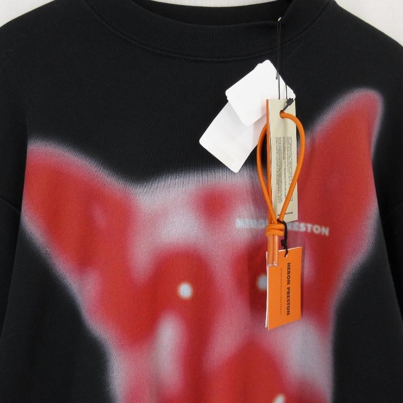 未使用 HERON PRESTON ヘロンプレストン BEWARE OF DOG CREWNECK HMBS23-069 プリント クルーネック スウェット BLACK M  71009245｜classic｜03