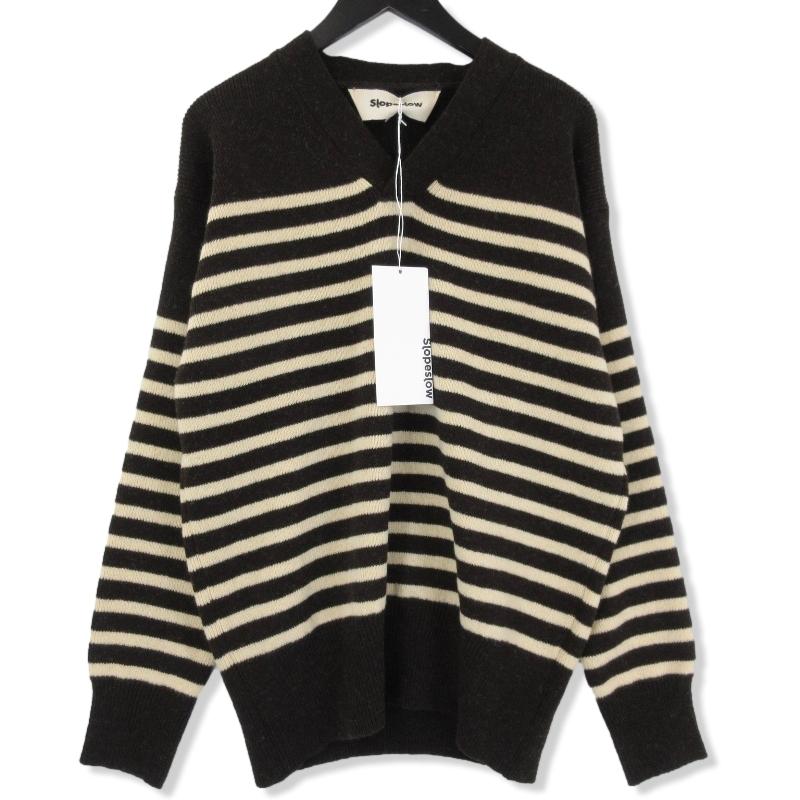 slopeslow スロープスロウ Vネック ボーダー ニット