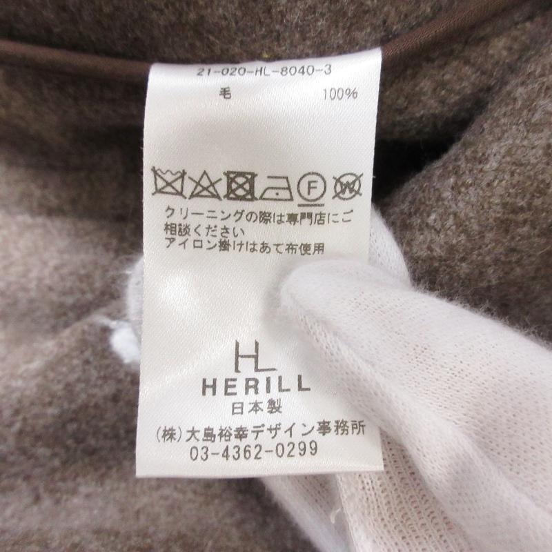 美品 HERILL ヘリル ダッフルコート 21-020-HL-8040-3 ブラックシープ 