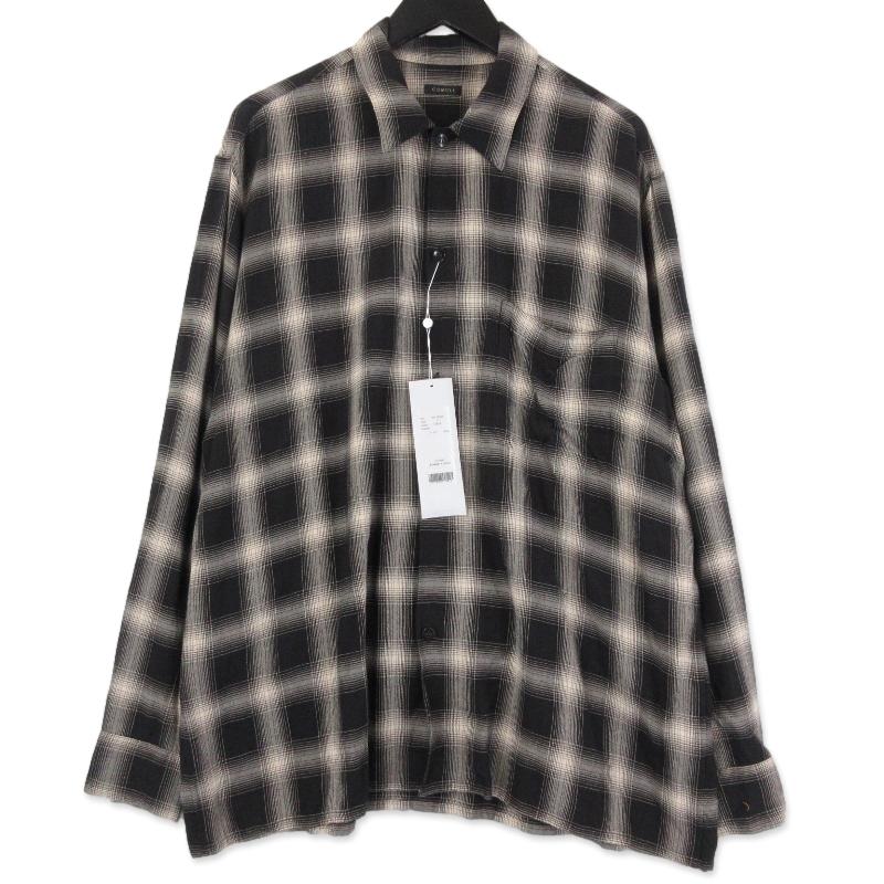 COMOLI / コモリ レーヨン オープンカラーシャツ 黒 2 COMOLI 23SS