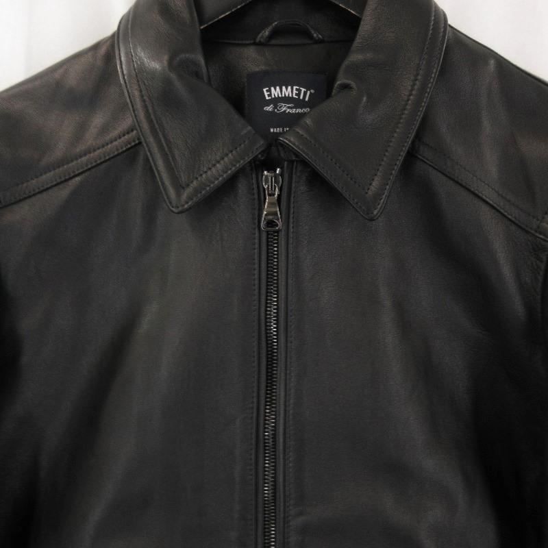 エンメティ ラムレザー 羊革 レザージャケット シングルライダース 黒 レザーシングルライダースジャケット JURI SP LAMB SKIN NERO