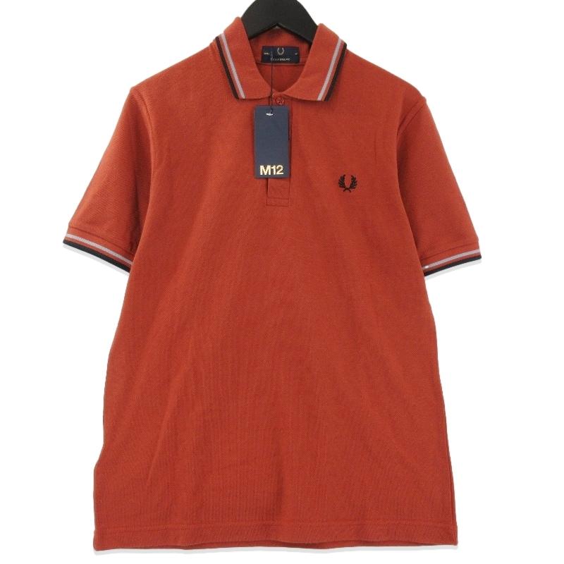 人気 M12 英国製 フレッドペリー ポロシャツ 半袖 36 S 赤 金