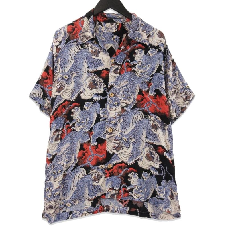 希少シルク製【paradise found】虎兜アロハシャツ 半袖シャツ/シャツ 希少シルク製【paradise found】虎兜アロハシャツ 半袖シャツ